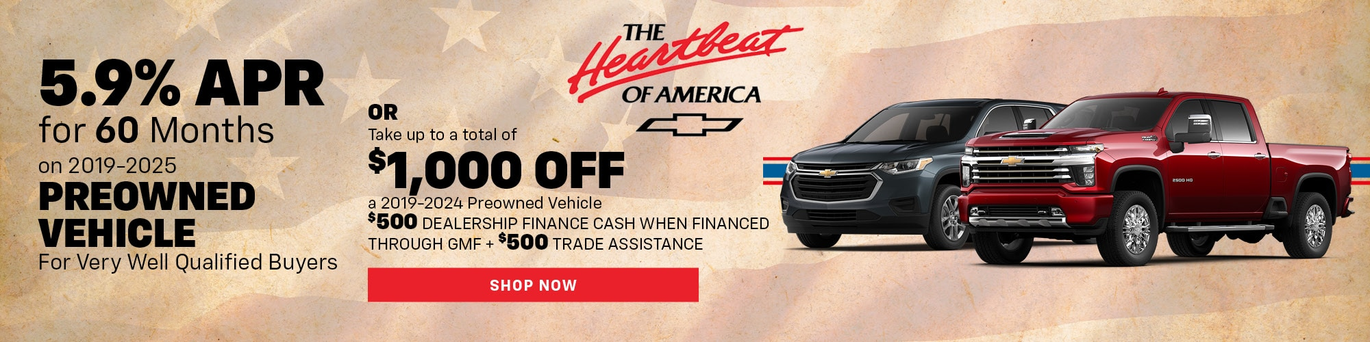 5.9% APR for 60 months on 2019-2025 Preowned Vehicles